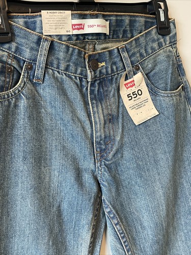 Levis 550 Boys Denim Jeans Blue Relaxed Fit Tapered Leg Sz 8 Husky 28x23 NWT - Picture 2 of 10