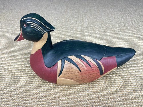 Vintage Hand Carved Hand Painted Wooden Mallard Duck Decorative Decoy 13" - Picture 6 of 10