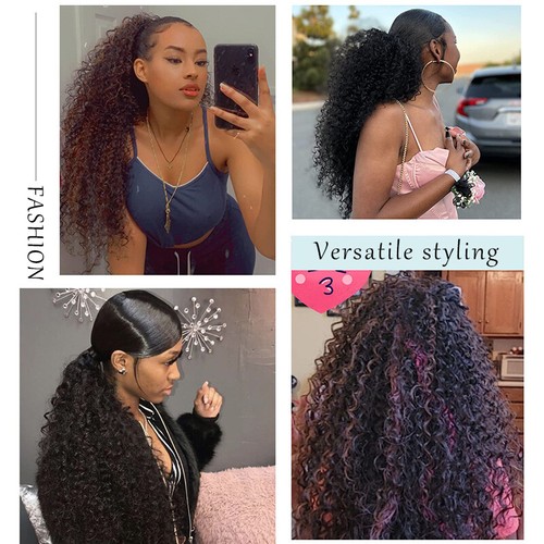 20in Drawstring Clip-in Curly Ponytail Pony Hair Women Afro Kinky Hair Extension - Bild 9 von 14
