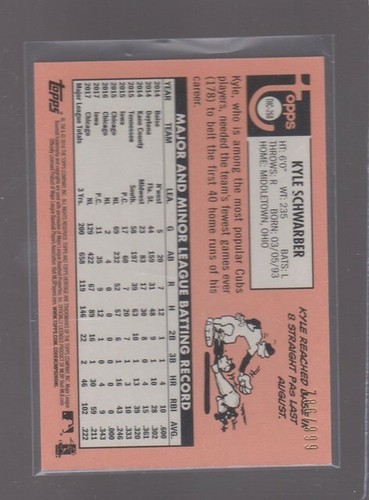 2018 Topps Heritage Chrome Kyle Schwarber Cubs THC-268 #/999 - Picture 2 of 2