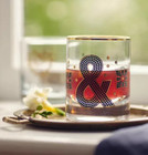 Bistro Tile DOF Monogram Glass Anthropologie Double Old Fashioned Ampersand NEW
