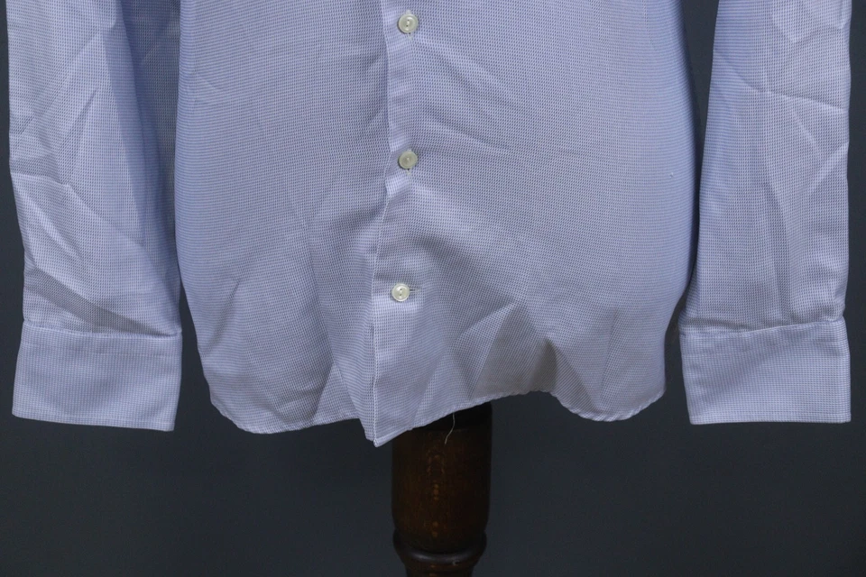 Eton Slim Fit Blue Check Long Sleeve Button Down Shirt 39 - Image 3 of 4