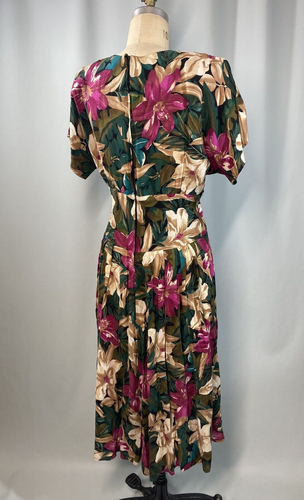 Abito vintage TAGLIA MEDIA rayon tropicale floreale spalline anni 80 90 40 - Foto 7 di 16