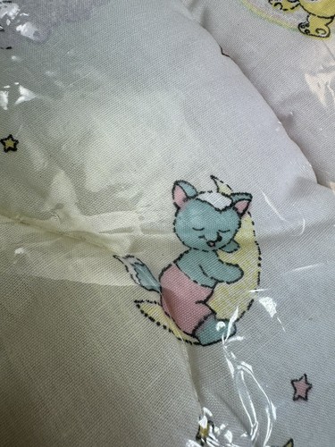 Vintage Toddler Baby Crib Comforter Blanket Pastels Bears Foxes Rosebud NOS - Picture 5 of 18