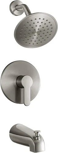 Tub & Shower Faucet Set with Valve in Brushed Nickel 6 Inch Rainshower Vantency