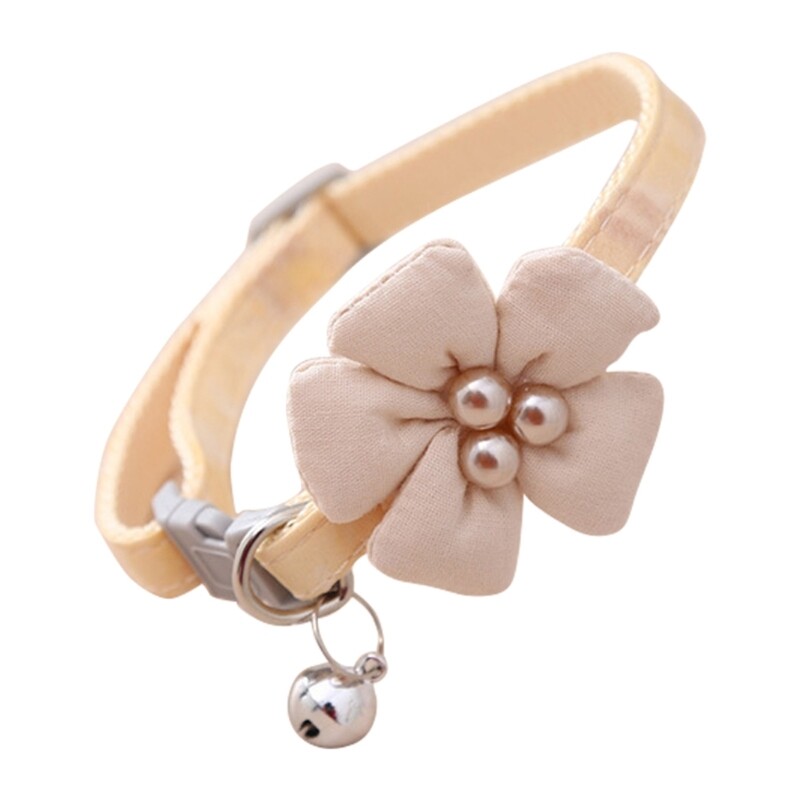 Girl Dog Collar with Flower Floral Cat Collar with Breakaway Buckle and Bell - Picture 13 of 13