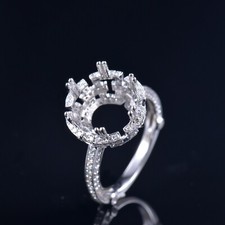 Natural Diamond Ring Semi Mount Setting Round 14.0mm Solid 14K White Gold