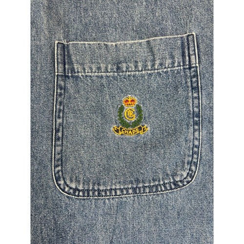 Vintage Chaps Ralph Lauren Denim Shirt Mens XL Blue Button Up Western Pocket 90s - Picture 5 of 10