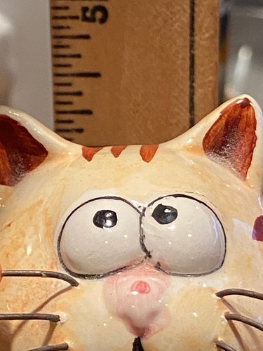 4.5" Amy LaCombe Cat Coin Bank Ceramic w/Beaded Whiskers & Stopper Pre-Owned BT2 - Bild 8 von 8