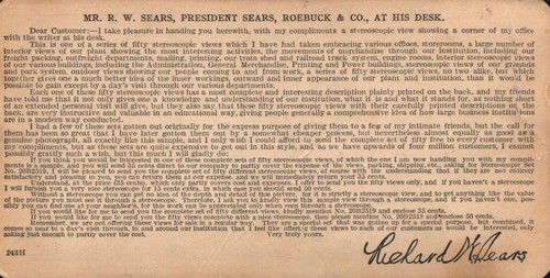 Mr. R.W. Sears - Presidente Sears Roebuck & Co. Sentado en su escritorio - Steroview  - Imagen 2 de 2