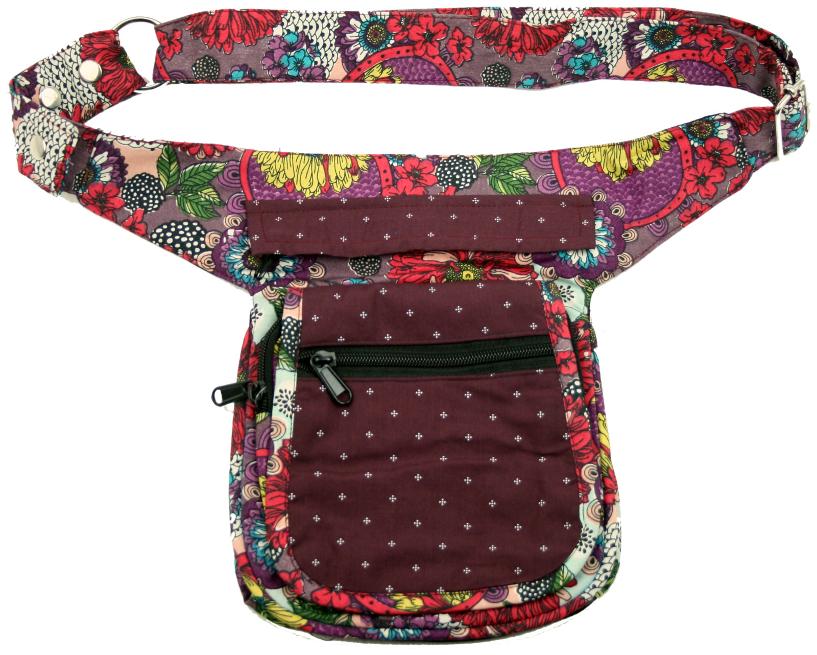 Gürteltasche Nijens Sidebag Bauchtasche Hüfttasche Rot Weinrot Bunt Blume Hipbag