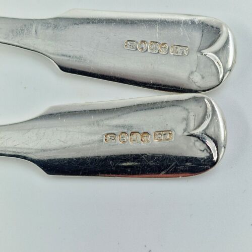 Antiguo par de cucharas georgianas de plata maciza de 1813 grandes pesadas para bayas 191 g 2127/9/VVN - Imagen 7 de 7