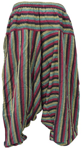 Pantalone uomo casual cotone leggero multicolore a righe estivo Aladdin hippie harem - Foto 26 di 36