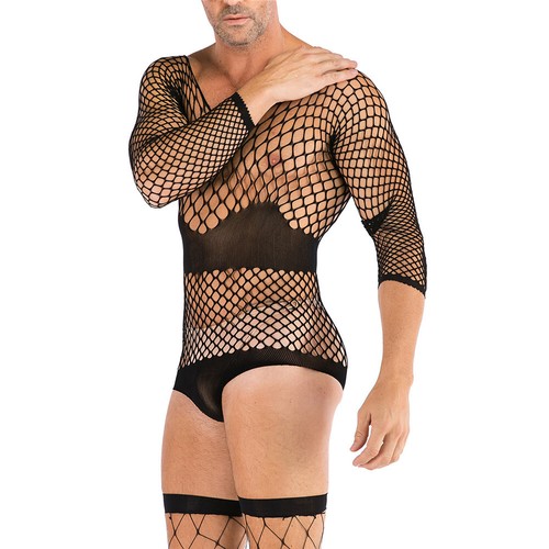 Hombres Lencería Malla Cuerpo Medias Pantimedias Body Ver a través de Ropa Interior Erótica - Imagen 118 de 162