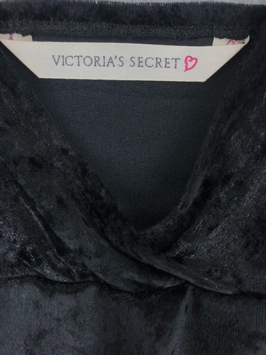 Camicia da notte Victorias Secret nera in velluto mini slip taglia L con spalline - Foto 5 di 9