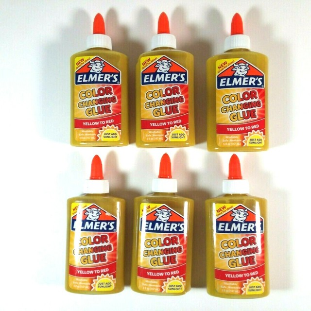 Lot of 6 Elmer's Color Changing Glue Yellow to Red 5 oz Washable Safe