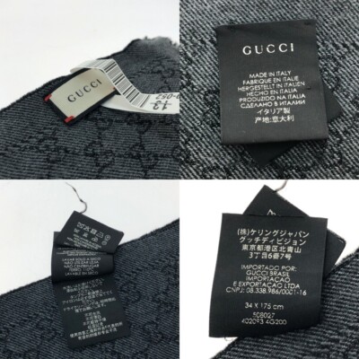 グッチ ウール エンブレム クレスト スカーフ 508027 Gucci 508027 Scarf Muffler Gg Logo Wool Gray Used From Japan