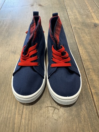 NIB Oomphies Toddler Boy’s Navy Blue Red Laces NIKO Canva Ankle Shoes Size: 10 - Picture 3 of 8