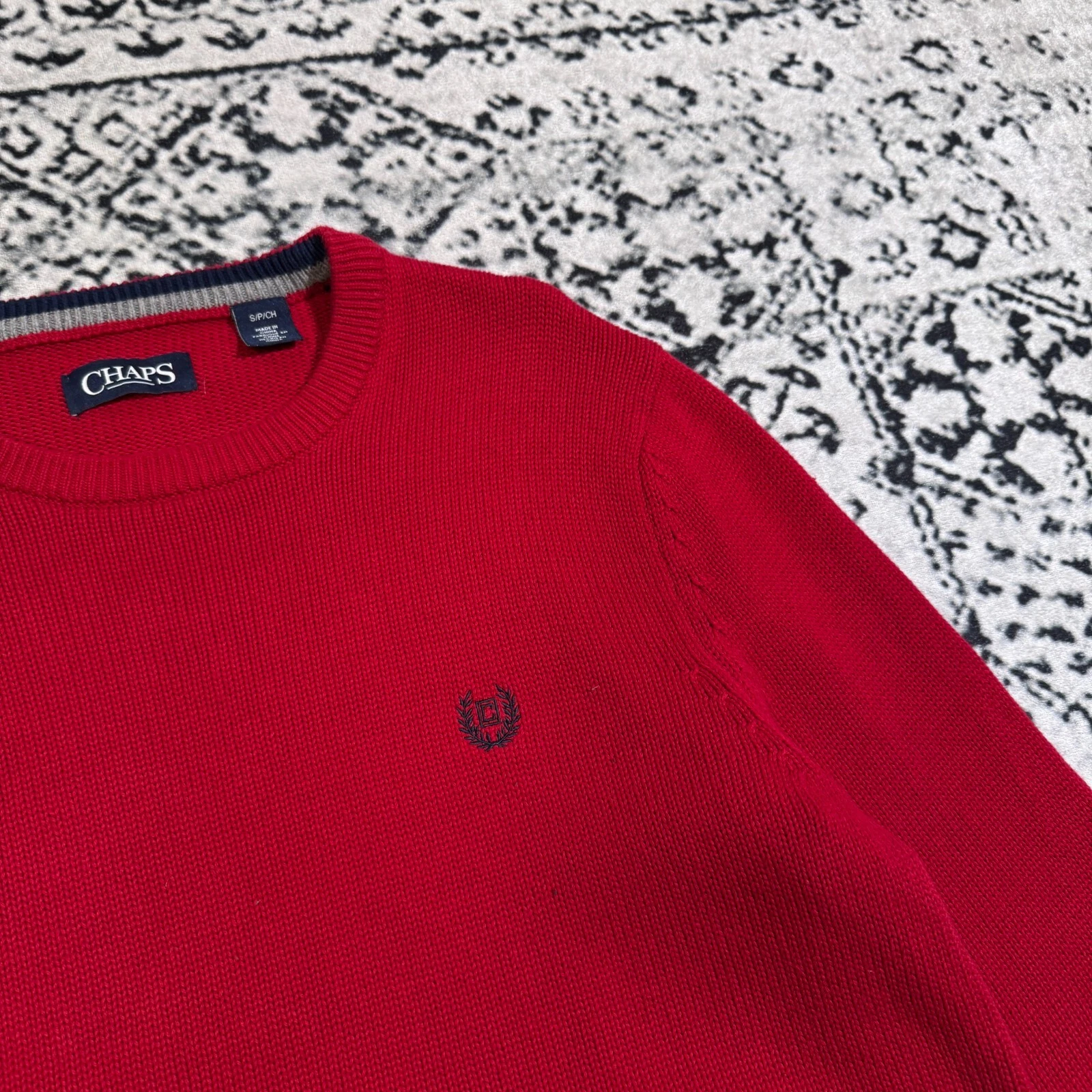 GUCCI Maglione Chaps unisex rosso cotone taglia S vestibilità regolare