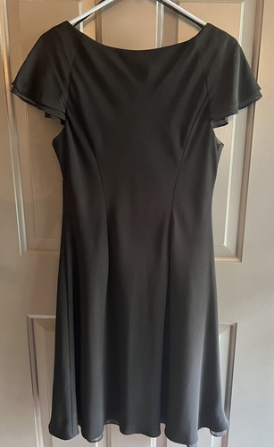 Vtg Women Layered Dress 16 Black Short Sleeves Classic Midi USA Feminine Elegant - Picture 4 of 8
