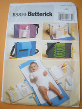Butterick B5833 Diaper Bag Changing Pad Baby Sewing Pattern Uncut