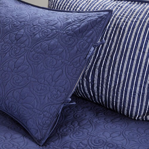 Madison Park Cotton Daybed Cover Set-Double Sided-75"x39", Quebec Navy 6 Piece - Picture 7 of 7