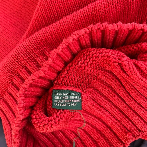 Polo Ralph Lauren Knit Sweater Women's XL Red Crew Neck Pony Logo Vintage 90s - Picture 10 of 10