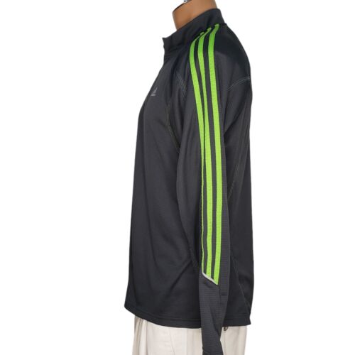 Adidas Clima365 1/4 Zip Pullover Mens Large Black Performance Shirt Green Trim - Picture 4 of 5