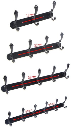 Appendiabiti a Parete,Ganci Appendiabiti Attaccapanni da Muro Nero Opaco 4Misure - Foto 2 di 15