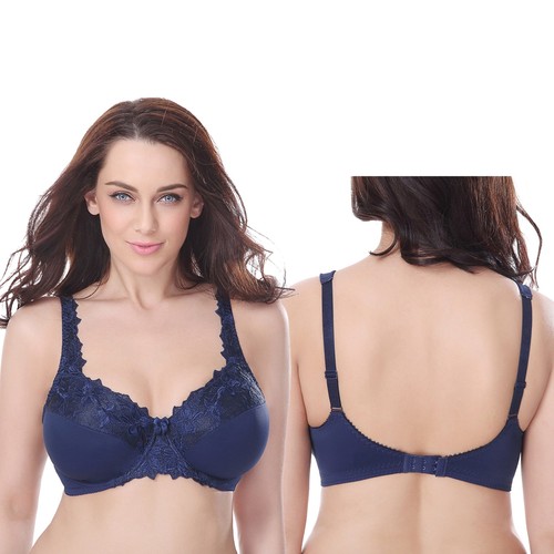 Plus Size Minimizer Underwire Unlined Bra with Embroidery Lace-3Pack - Picture 3 of 7