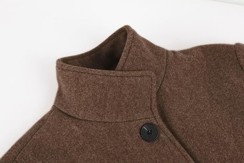 Women's Casual Thicken Wool Blend Stand Collar Single Breasted Pea Coat -CHARTOU - Picture 56 of 58