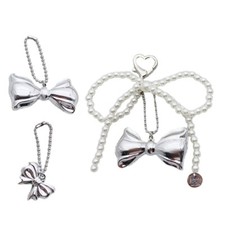 Pack of 3 Bowknot Pendant Purses Charm Multifuntional Bag Accessories Key Decors