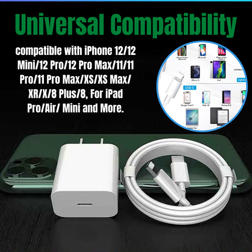 20W PD Fast Wall Charger USB-C to iPhone Cable For iPhone 14 13 12 11 XR Adapter - Picture 6 of 19