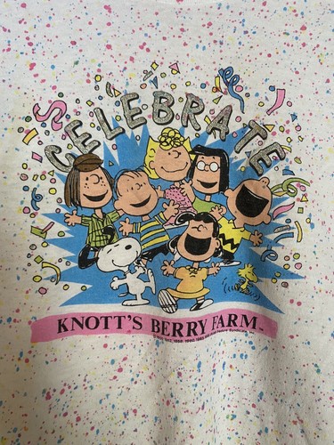 Vtg 80s Kids Snoopy Knotts Berry Farm Celebrate Shirt Baby Tee Peanuts Youth M - Picture 3 of 6