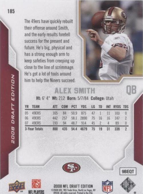 2008 Upper Deck Draft Edition Alex Smith #185