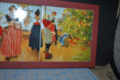Carl Larsson Now it’s Christmas Again Tríptico enmarcado en madera azulejo decoración de pared 19,5" - Imagen 4 de 6