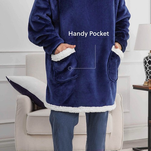 Hoodie Blanket Oversized Long Hooded Snuggle Blanket Sherpa Fleece RobeNightware - Picture 38 of 44