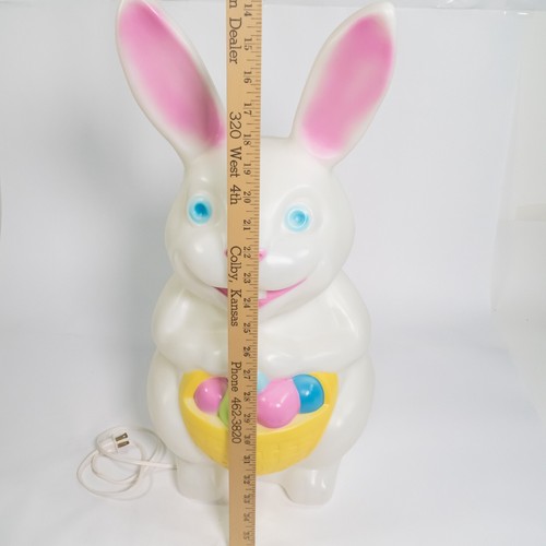 Vintage Empire Plastic Easter Bunny Rabbit w/egg Basket Light Up Blow Mold 22" - Picture 14 of 15