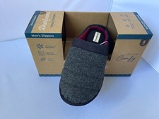 Dearfoams Mens Gray / Black Indoor Outdoor Slippers Machine Washable Easy On Off