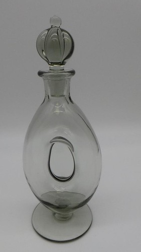 Vintage MCM Holmegaard Pinched Blown Smoke Glass Crown Stopper Decanter Bottle 3 - Picture 4 of 11