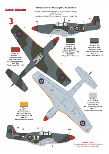 EURODECALS ED-32142A+B NORTH AMERICAN MUSTANG Mk.III MODELO CALCOMANÍAS TRANSFERENCIAS 1/32 - Imagen 6 de 13