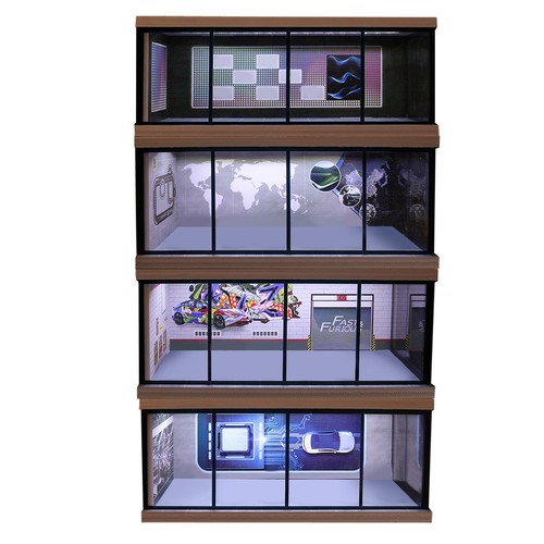 1:64 Diorama Car Parking Lot Model LED Lighting Garage Store Scene Display Model - Picture 12 of 20