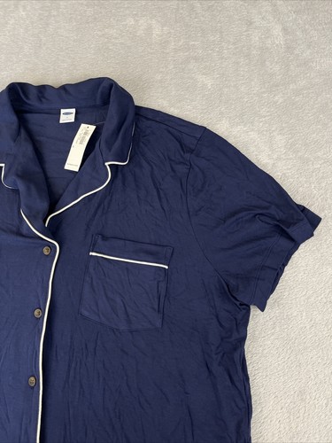 Old Navy womens blue short sleeve button up sleep shirt size Large - Picture 2 of 6