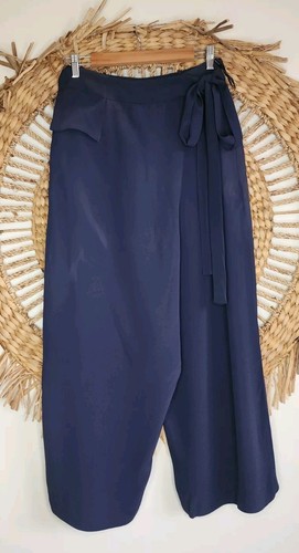 Ginger & Smart Apron Waist Hip Tie Cullotes Navy Pants Zip Size 8 Viscose Formal - Bild 2 von 10