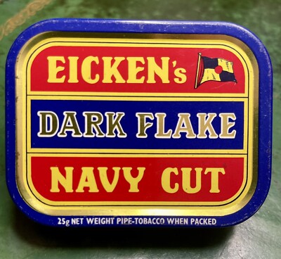 Eicken s Dark Flake Navy Cut Pfeifentabak Leerdose Sammlerstück Selten