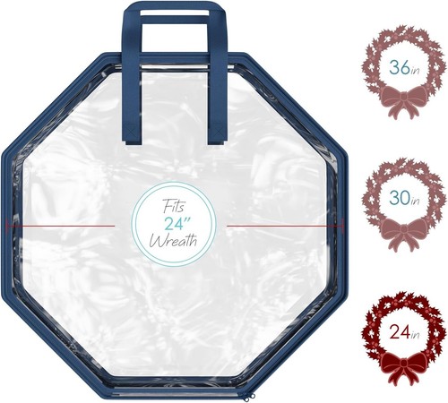 Wreath Storage Container - Clear Christmas Wreath Storage Bag, Dual Zipper and H - Picture 3 of 9