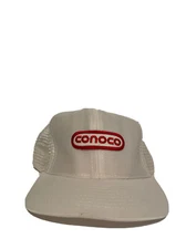 Vintage 80’s CONOCO Patch White SnapBack Trucker Hat Sportcap
