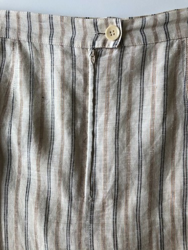 MARINA RINALDI Women's Beige Striped Linen Skirt Plus Size 25 Made in Italy - Picture 6 of 12