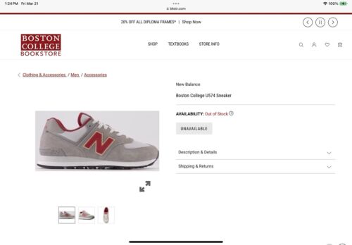 New! New Balance 574 'Boston College' U574EGL Shoes. Men’s 8.5. Women’s 10. Nice - Picture 11 of 11
