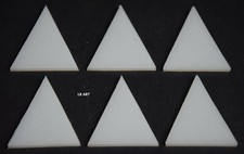 0113.30- 6 OPAQUE WHITE 1 1/2" TALL TRIANGLES 3mm BULLSEYE 90 COE GLASS